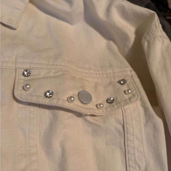 BiBi Women's Cream Bling Denim Jacket - Picture 2 of 5